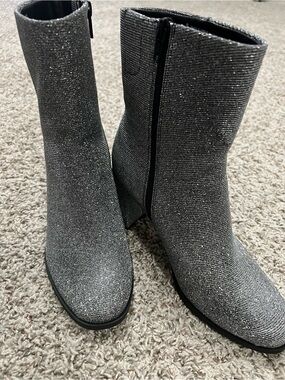 Universal Thread Glitter Ankle Boots - Silver